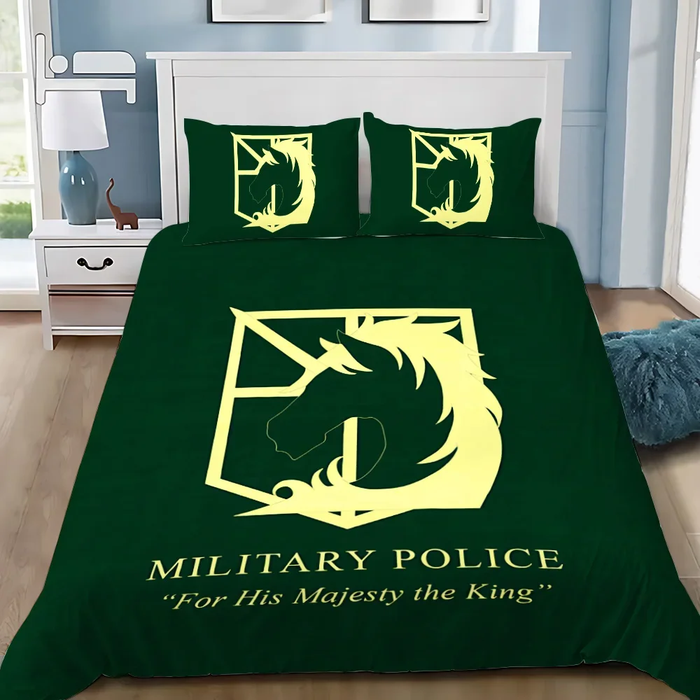 Cartoon Anime Attack On Titan Duvet Cover Pillowcase Bedding Set Adult Boy Girl Bedroom Decoration Children Single Double Size