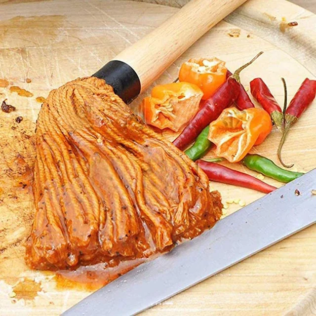 Kültéri Bbq Basting Kefék Grill Mop Gumi Fa Fogantyú Sütő Kefe Az Olajkefe Szerszámkészletre - Image 3