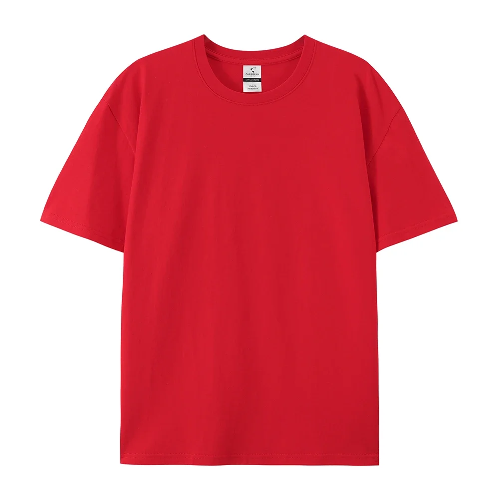 Free LOGO Women and men Custom Image T Shirts 100% Cotton 220g gsm Casual Short Sleeve T-Shirt Enterprise Team Cultural workwear image 12