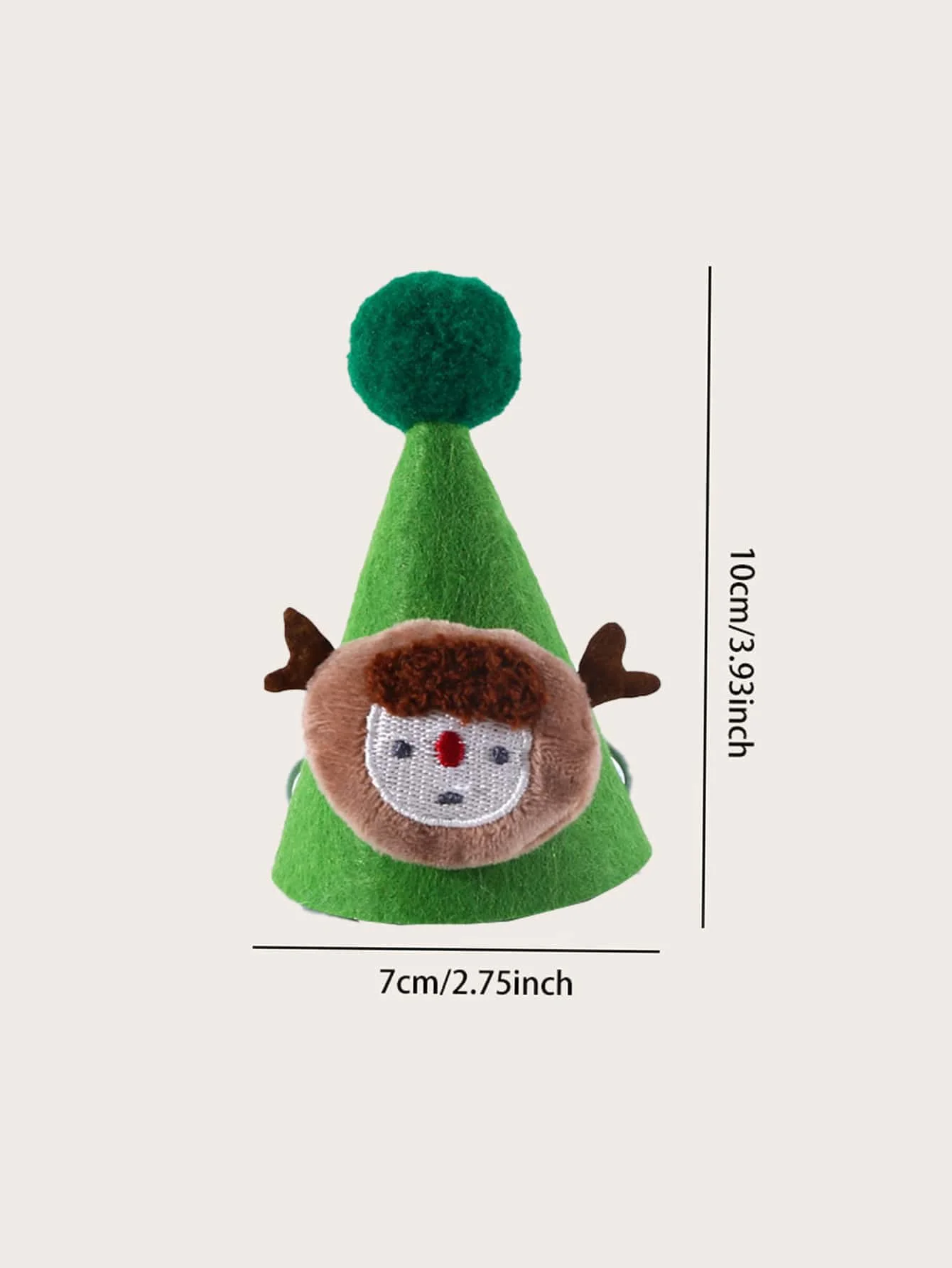 1pc-Plush cartoon Christmas hat with pointed corners, pet Christmas decoration hat, cute reindeer pattern