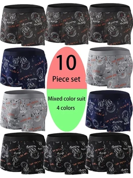 10 pz/set Boxer da uomo ad alta elasticità Set intimo Stampa Design Morbido e confortevole plus Size XS-XXL Mutandine da uomo alla moda 1