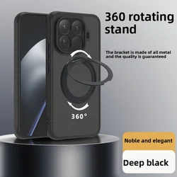 Enhanced Magnetic Protective Phone Case with 360° Rotating Ring Stand and Hard PC Back Cover for Xiaomi 15T (Black)