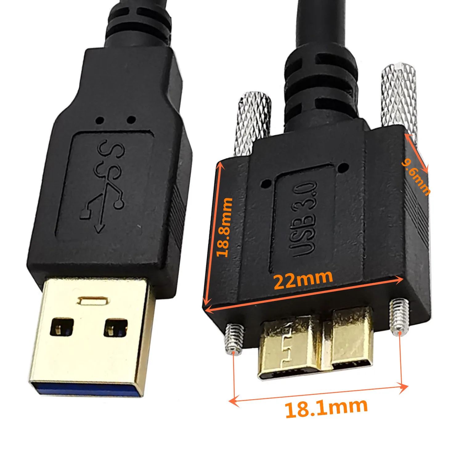 5M 3M USB 3,0 A macho A Micro B Cable de ángulo de 90 grados macho con  tornillos de bloqueo Cable de sincronización de datos para disco duro de  cámara HDD - AliExpress