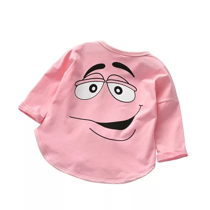 Cotton Baby Girl T-shirt Long Sleeved Spring Autumn Cartoon Letters M Kids Tops Boys Clothes Toddlers Tees 6