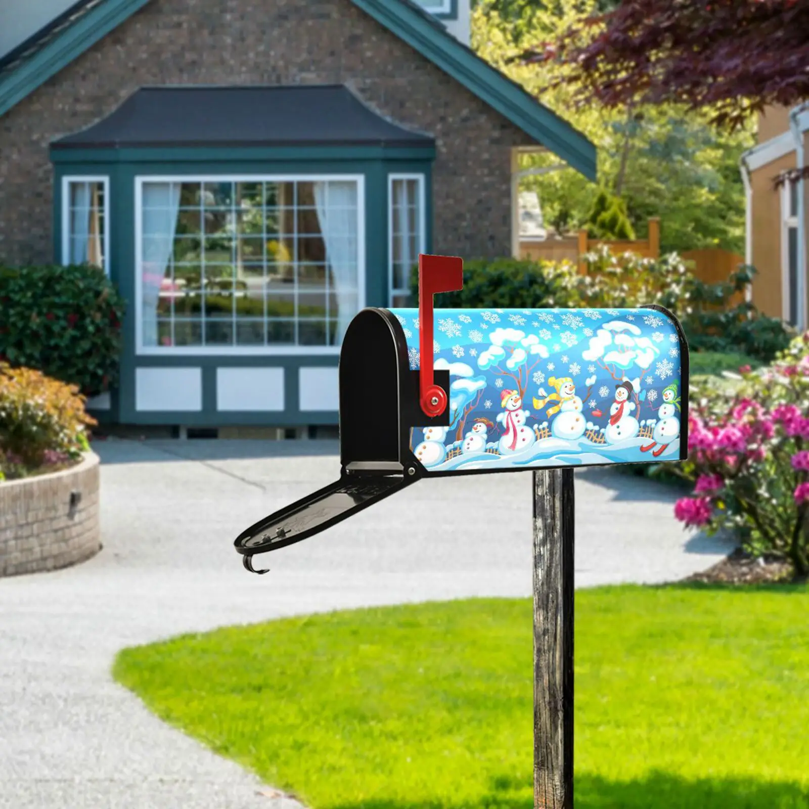 Winter Snowmen PVC Magnetic Mailbox Cover Wrap Standard Size Welcome Home Garden Outdoor Decoration Post Letter Box Cover