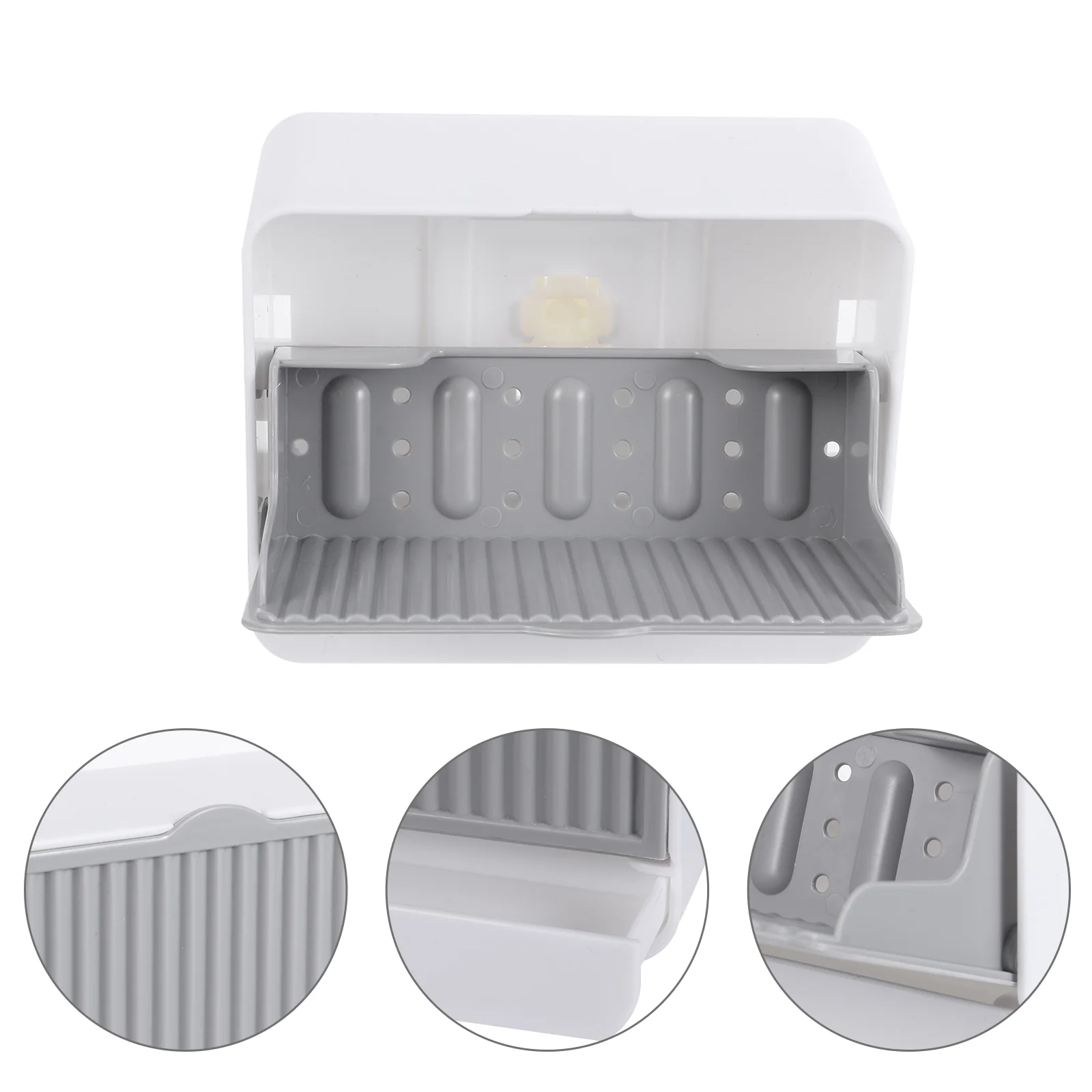 

Wall Holder Box Adhesive Wall Mounted Case with Drain Drawer for Home Kitchen Bathroom ( Grey )
