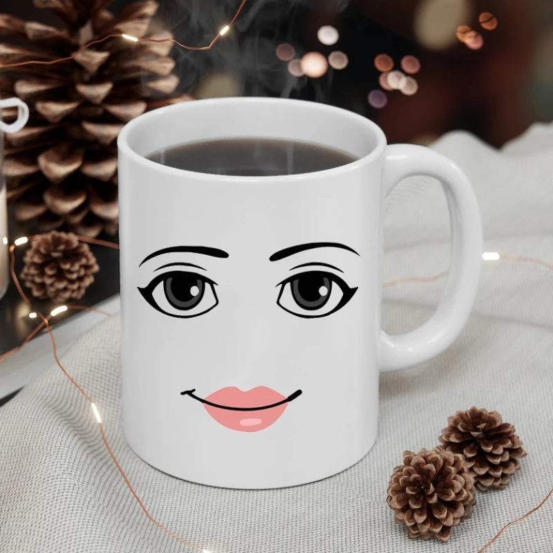 Stylish Ceramic Mug with Cute Woman Face Design - Minimalist Coffee Cup for Milk/Breakfast, Creative Gift for Men/Women