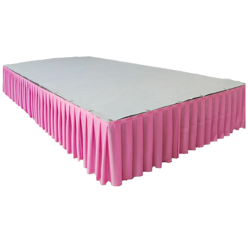 White Pleated Table Skirt Wedding Backdrop Curtains for Table Clothes Cover Wedding Stage Skirting for Event Party