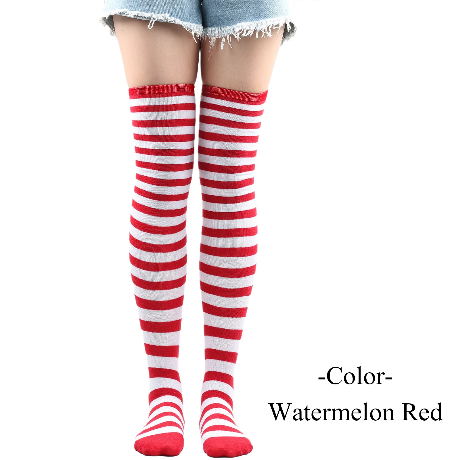 

Christmas High Long Stockings Over Knee Socks Christmas Cosplay Party Costumes Socks Knee High Long Striped Stocking Socks 1pair