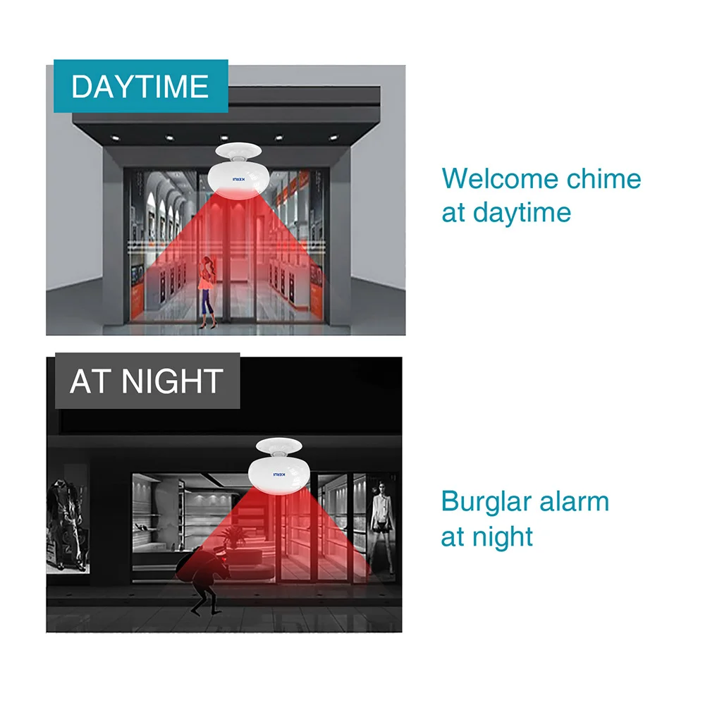 Wireless Welcome Chime Bell PIR Motion Sensor Alarm 19 Songs Smart Home Security