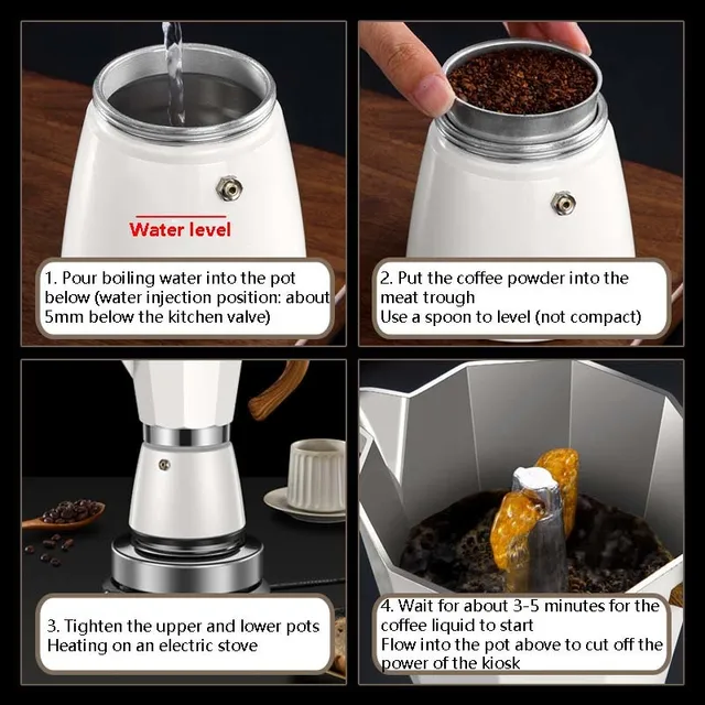 220V 150ML 300ML Hand Coffee Pot With Electric Furnace Extraction Coffee Filter Pot Octagonal Electric Espresso Portable Moka 2