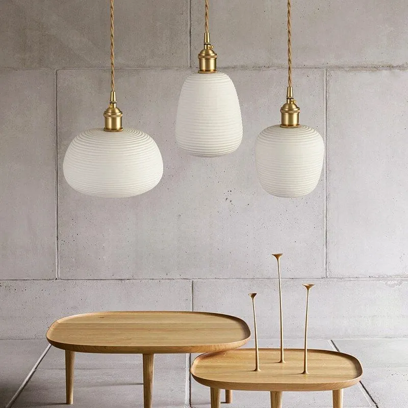 

Nordic LED Ceramic Pendant Light Minimalist White Copper Lamps For Living Room Restaurant Coffee Shop Bar Illumination Fixtures