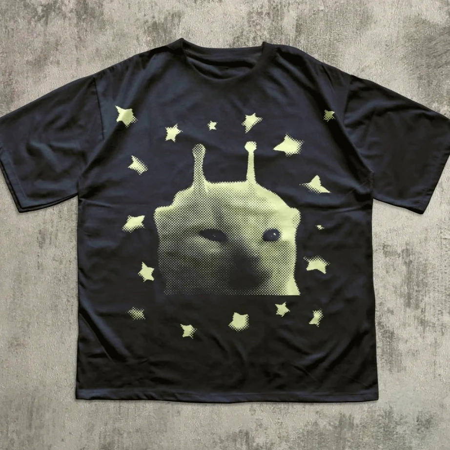 Y2k Alien Cat Meme T-shirt Funny Kitten Shirt Vintage Graphic Tee Weird Cats Tshirt 90s Retro Clothes Animal Lover Gift Casual 1