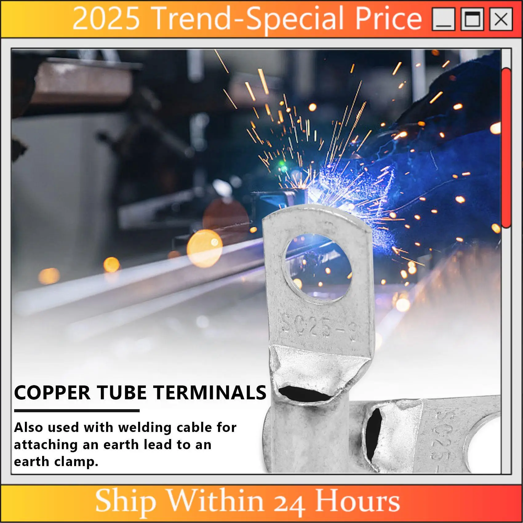 【Trending】 A61Z Deals 10 Copper 25Mm X 8Mm Lug Starter Cable Welding Terminal Ring.