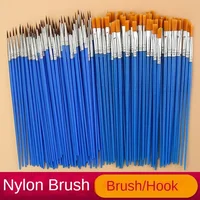10/20/50Pcs Painting Brushes Set Art Round Flat Hair Nylon Hair Paint Brush Pen for Oil Acrylic Watercolor School Art Supplies 1
