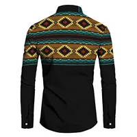 Ethnic Shirt Men Long Sleeve Aztec Geometric Printed Western Ethnic Shirts Streetwear Casual Top Vintage Shirts Button Blouse - Image 5