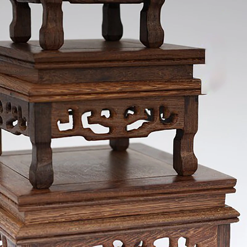 Retro Tea Table Tray, Small Square Teapot Base, Solid Wood, Bonsai Vase, Crafts Pedestal Display, Wooden Base Serving Tray