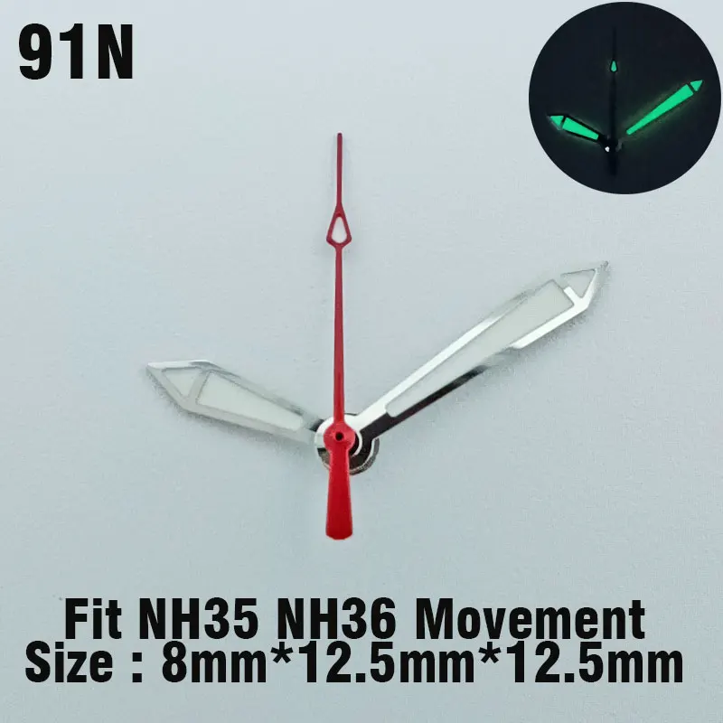 NH35 핸드 워치 핸드 포인터, NH36 NH35 4R35 4R36 무브먼트, 녹색 발광 SKX007 시계 교체 부품 조립 액세서리