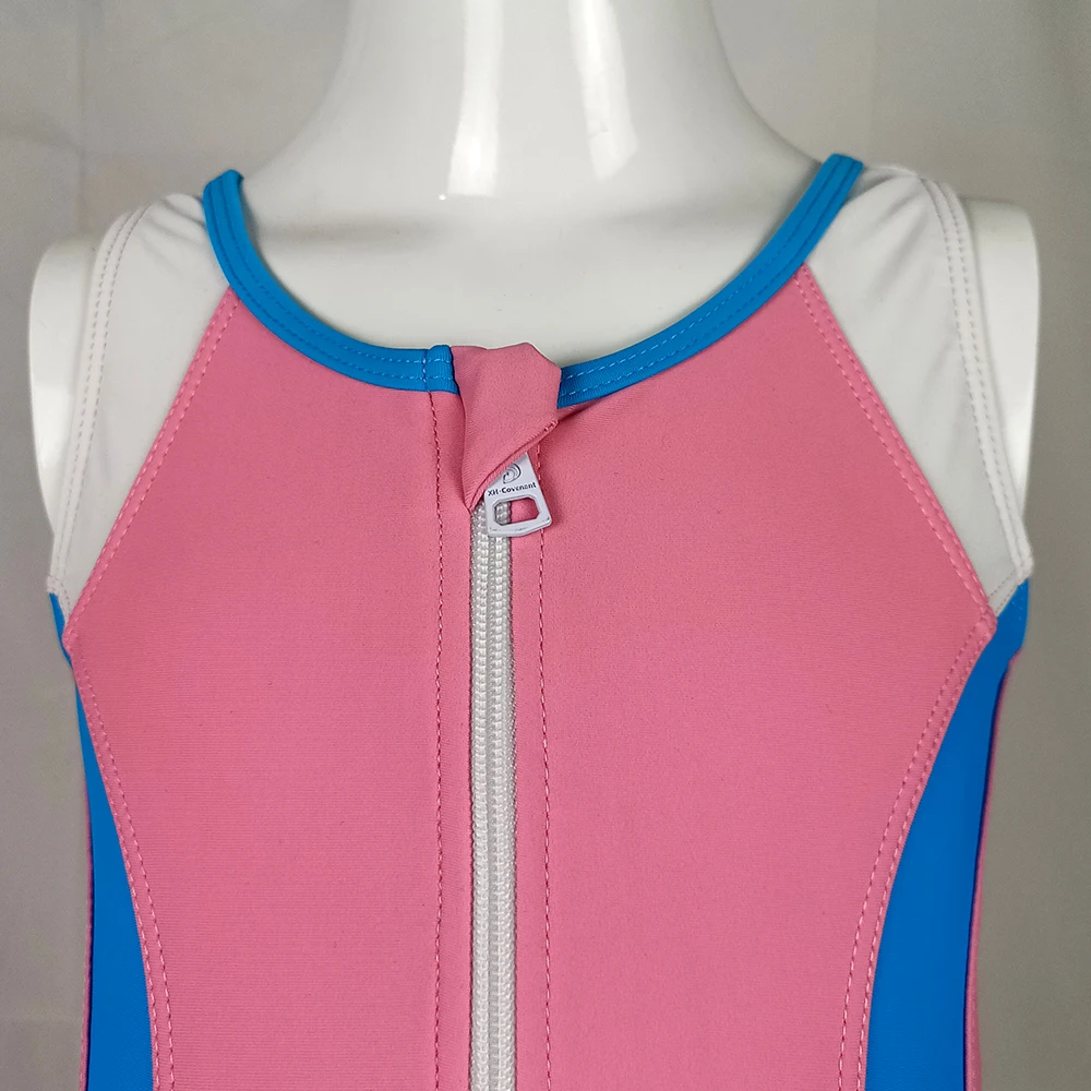 프리페셔널 원피스 수영복 여아용, 운동선수 수영복 트렁크, 어린이 앞 지퍼, 경쟁 수영 수영복