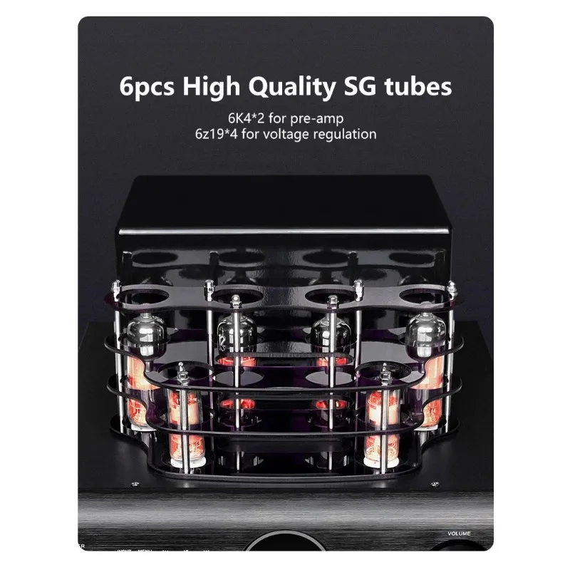 AV-2080R 밸브 하이파이 스테레오 진공관 파워 앰프 200W 듀얼 채널 풀 기능 리모컨 홈 DAC 앰프