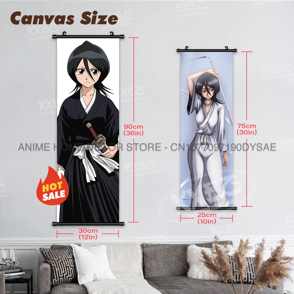 Bleach Anime Art Scroll: Ichigo & Orihime Decorative Wall Hanging