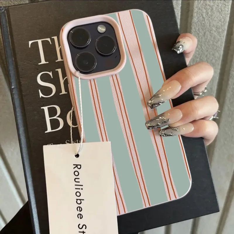 Luxury Striped Lichee Leather Pattern Shockproof Phone Case Cover