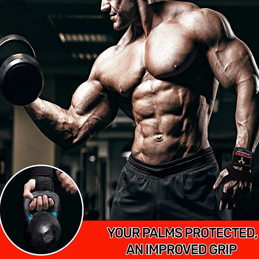 1 Pair Weightlifting Training Gloves for Men Women Fitness Sports Body Building Gymnastics Gym Hand Wrist Palm Protector Gloves