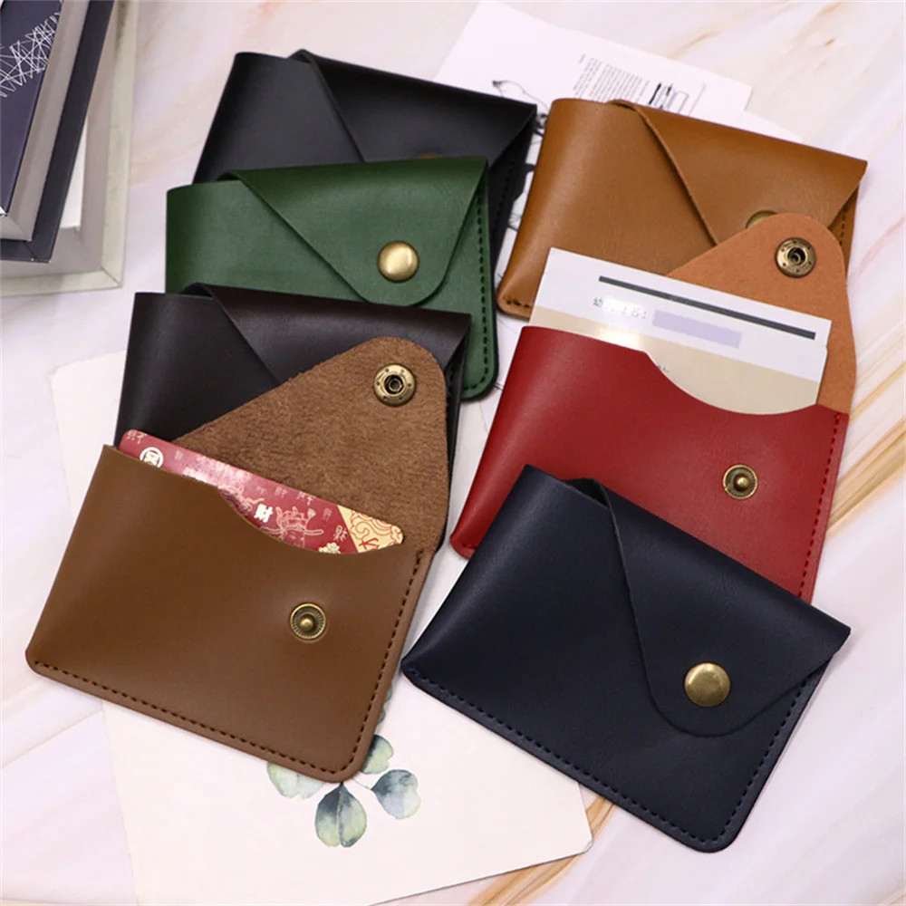PU Leather Mini Slim Wallet Man Business Id Card Holder with Snap Button Vintage Short Ultra Thin Card Credit Card Holder Wallet