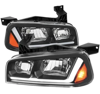 Hot-selling front light for 2006-2010 Dodge Charger Switchback Sequential LED Bar DRL Factory Style Headlights(Black /Clear)