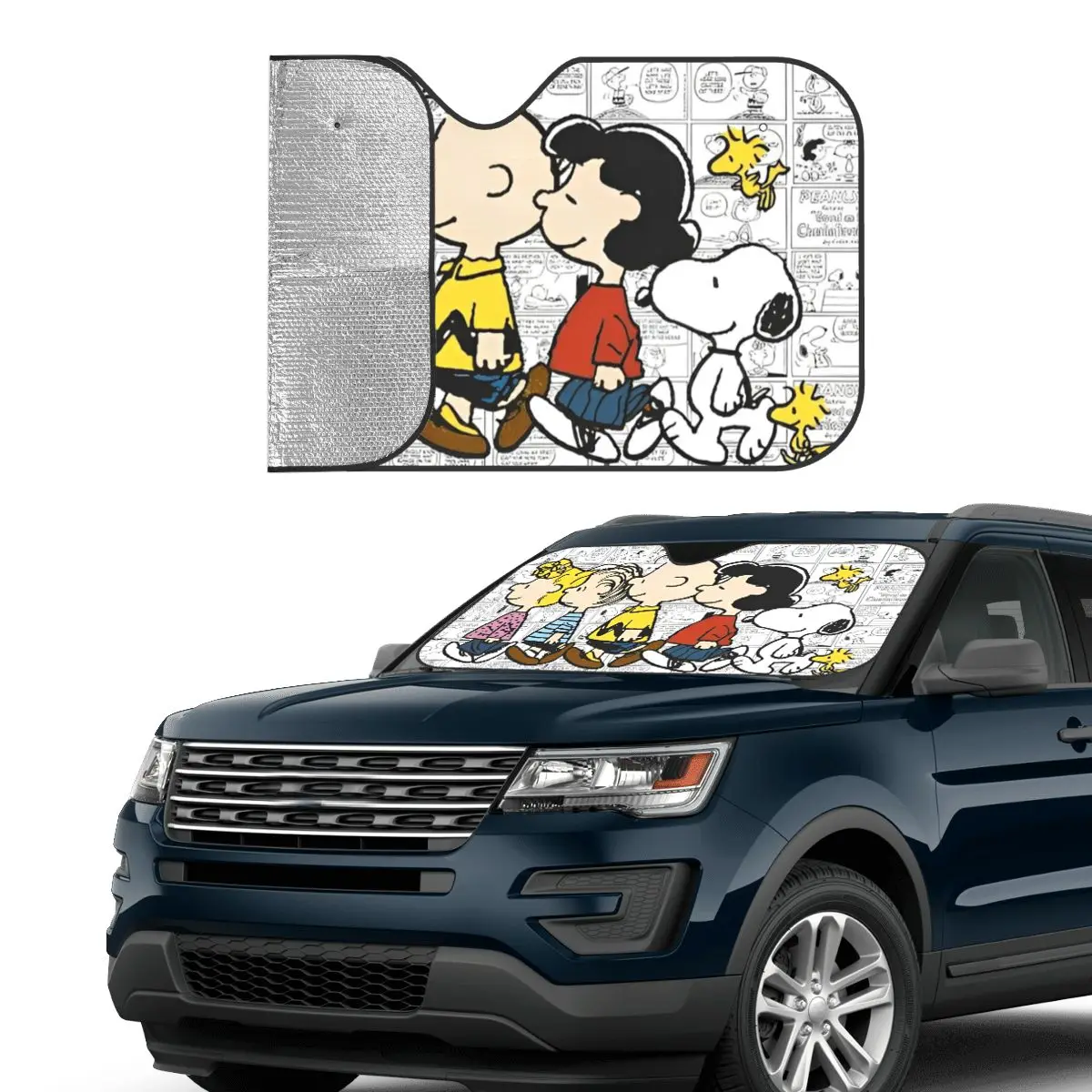 Snoopy Cartoon Peanuts Comic Folding Sunshade Windscreen 76x140cm Foils Sunshade Visor Solar Protect