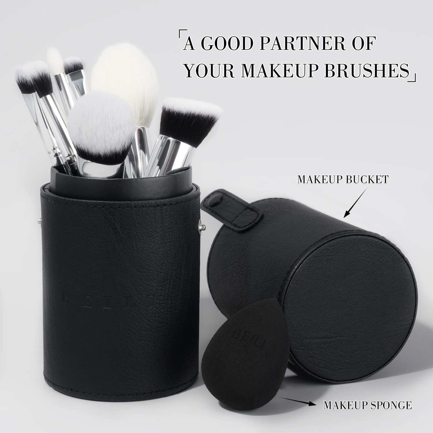 BEILI Black Makeup brushes set Professional Natural goat fiber hair brushes Foundation Powder Contour Eyeshadow make up brushes 5