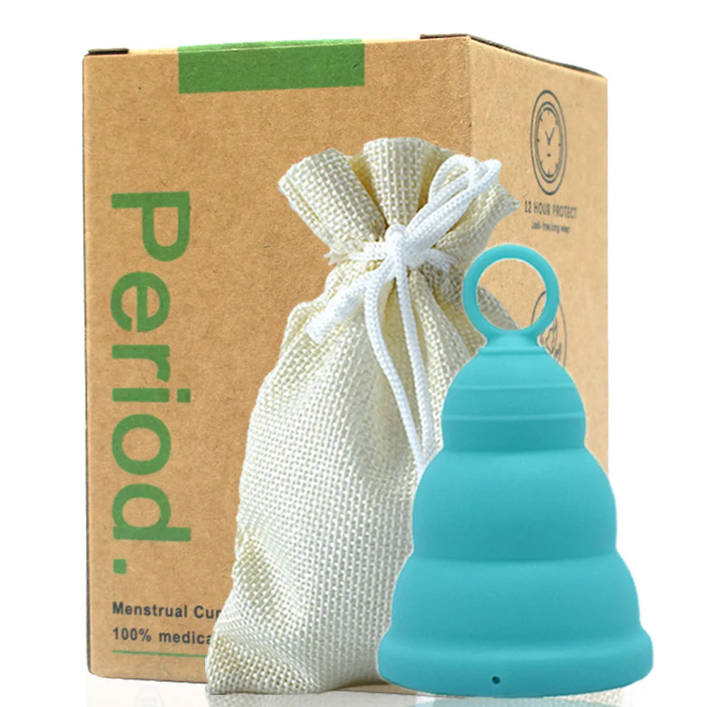 Soft Menstrual Cup Foldable Period Cup With Pull Ring Material Medico