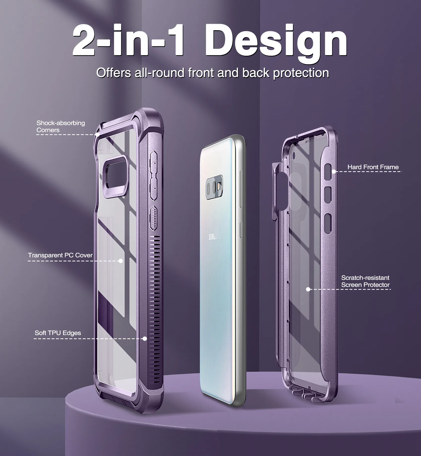 Clear Rugged Full-Body Protective Shockproof Bumper Cover Case