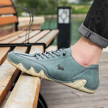 الرجال حذاء رياضة كاجوال أحذية من الجلد للرجال العلامة التجارية الفاخرة حذاء رجالي موضة الأخفاف رجل الرياضة المشي الأحذية دراجة نارية الأحذية 6