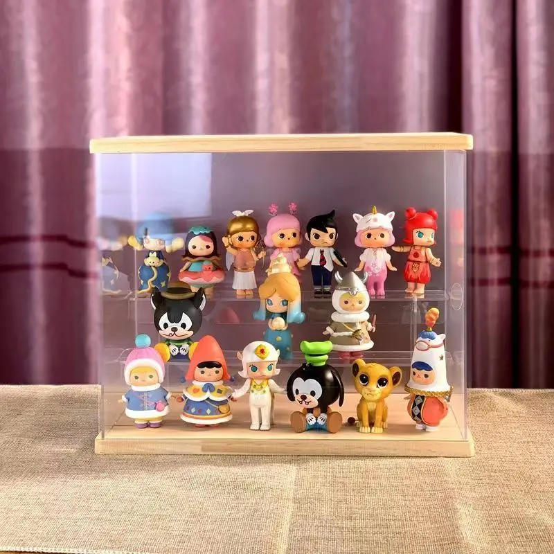 Transparent Acrylic Ladder Display Box Solid Wood Dustproof Storage Box For Blind Box Toys, Car Models Storage and Display 3
