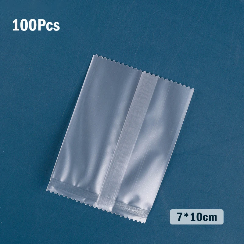 100Pcs Thicker Machine Seal Bags Clear Frosted Food Biscuit DIY Baking Cake Bag Decoration Gift Cookie Packing Flat Plastic Bag