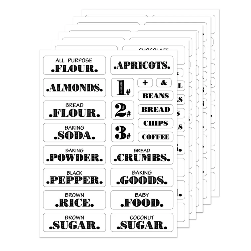 132pcs Transparent Spice Stickers Waterproof Farmhouse Pantry Labels Decal Kitchen Food Sticker Containers Jars Bottles Tags
