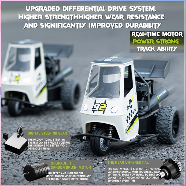 1:16 RC Remote Control Three Wheel Beep Car Simulation LED Light High Speed Drift Emulation Motorcycles Toys Gift for Kid 3+ 1