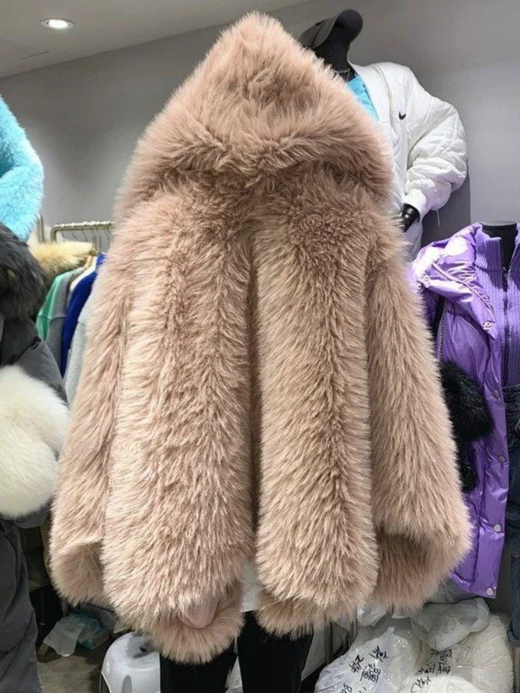 Winter Jackets for Women 2024 Imitation Fox Fur Coat Women Korean Version New Outerwears Faux Fur Coat Hooded Fur Jacket