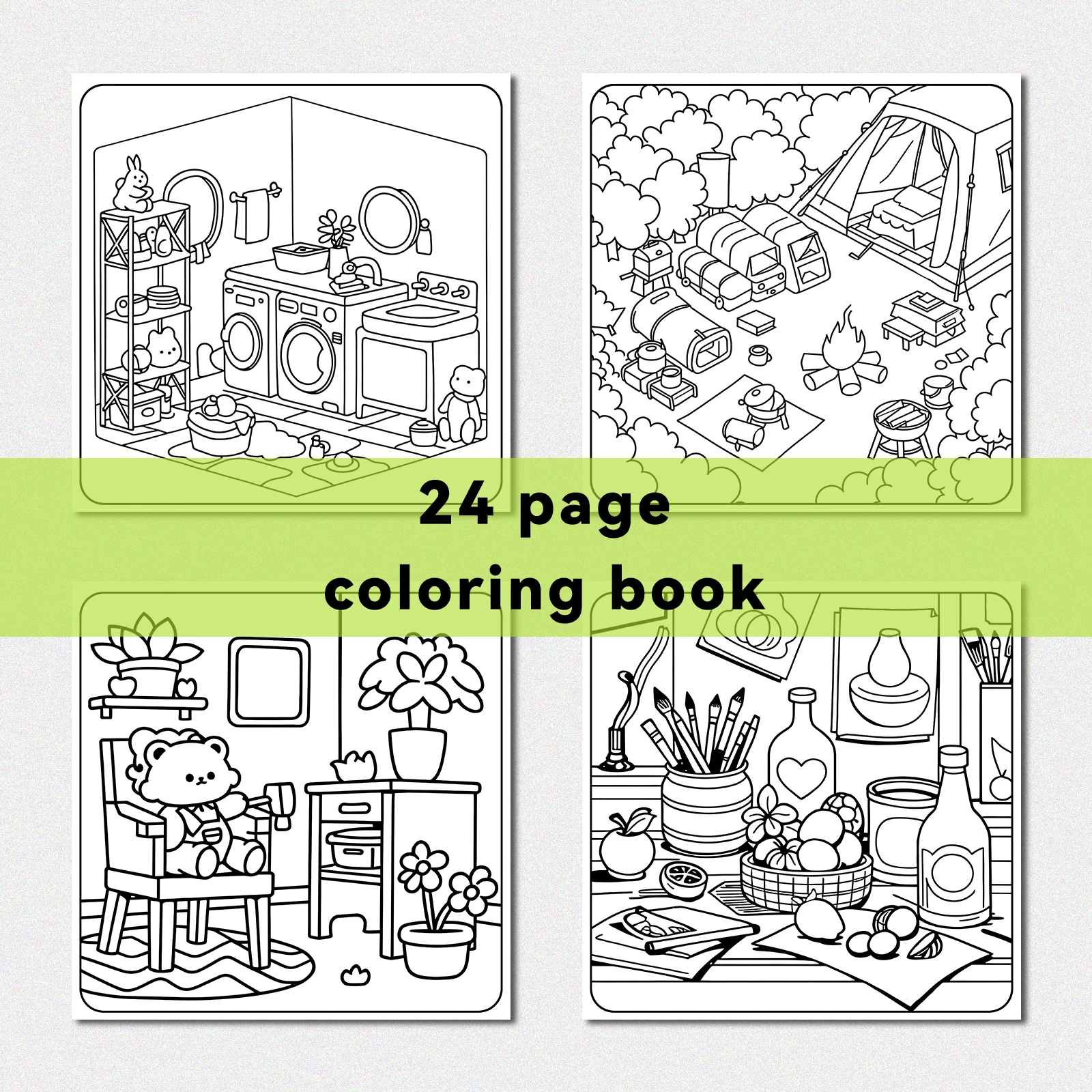 COZY RETREATS Coloring Book for Adults & Teens Featuring Adorable Animals Valentines Graffiti Painting Drawing books ﻿ 6