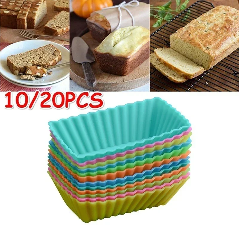 

10Pcs/Set Silicone Cake Rectangular Moulds Cup Jelly Chocolate Soap Mold Household Kitchen Baking Dessert Mould Color Random