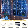 Curtains Lights Outdoor Courtyard LED Decoration Festival Rainbow Flashing Waterproof Garden Villa Star Lights 6