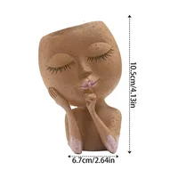 Flower Pot Shy Girl Face Planters Resin Flowerpot For Garden Succulents Flowers Herbs Desktop Villa Balcony Courtyard 6