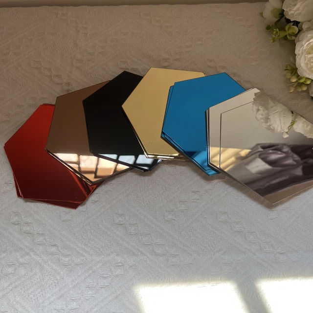 6/12 pièces 3D miroir autocollant mural hexagone décalcomanie décor à la maison bricolage auto-adhésif miroir décor autocollants Art décoration murale 126mm grand 5