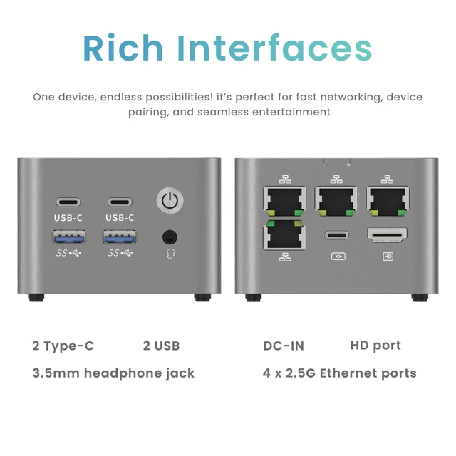 Genmachine Ryzen 3 5425U 4.1Ghz 15W Mini Pc Windows 11 Ryzen Super Mini LPDDR4X 4266Mhz ordinateur de bureau bricolage ordinateur de jeu WiFi6E BT5.2 4