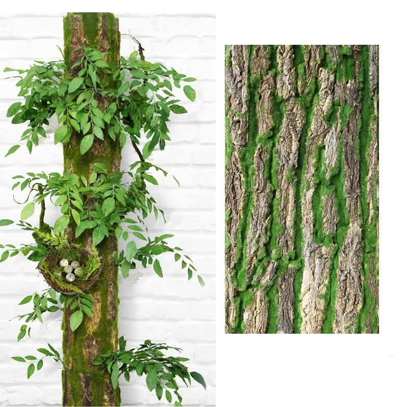Artificial Moss Bark Fake Plant Simulation Tree Natural Bark Pipe Pillar Cork Cover Outdoor Balcon Wall Decor Garden Decorations