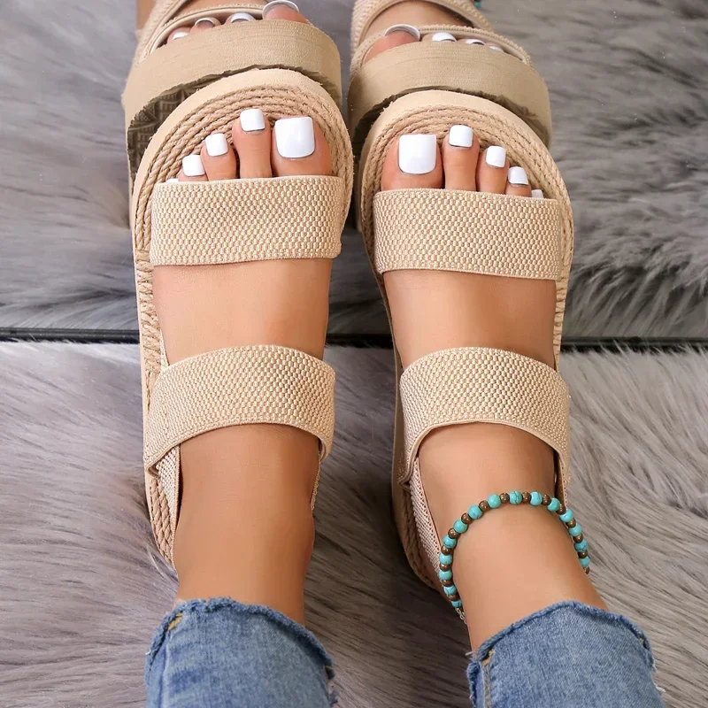 Women Sandals Minimalist Slingback Wedge Outdoor Summer Lightweight Slides Solid Color Thick Bottom ladies shoes female sandals women sandals
