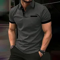 Polo pour homme, style européen et américain, nouveau, été, minimaliste, rayé, imprimé, confortable, respirant, haut décontracté pour l'extérieur 3
