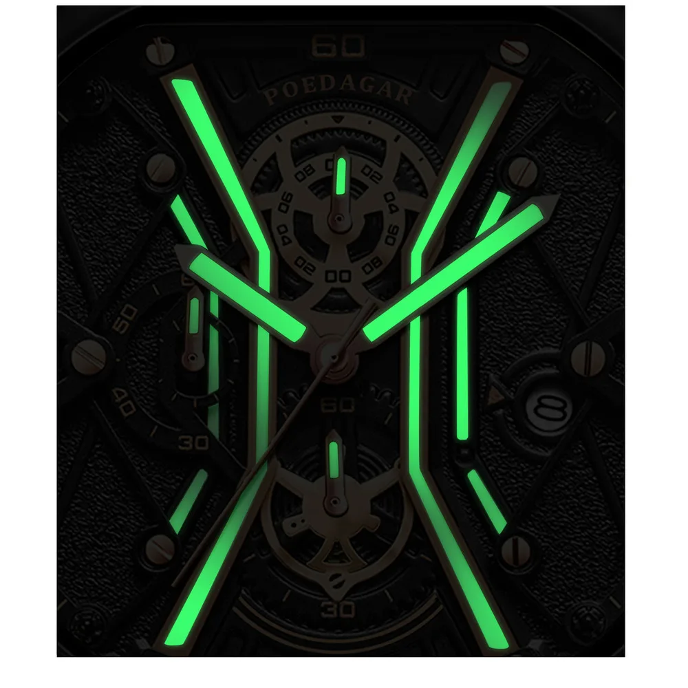 Herr klocka quartz multifunktionell med lysande visare swiss_voghion.com