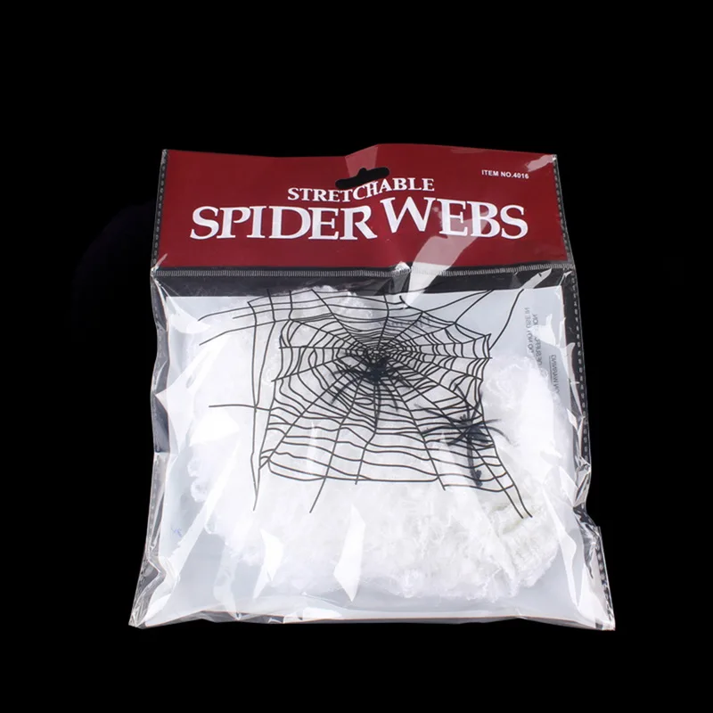 1Pc Halloween Scary Party Szene Requisiten Weiß Stretchy Spinnennetz Spinne Web Horror Halloween Dekoration Für Bar Spukhaus – Detail 6